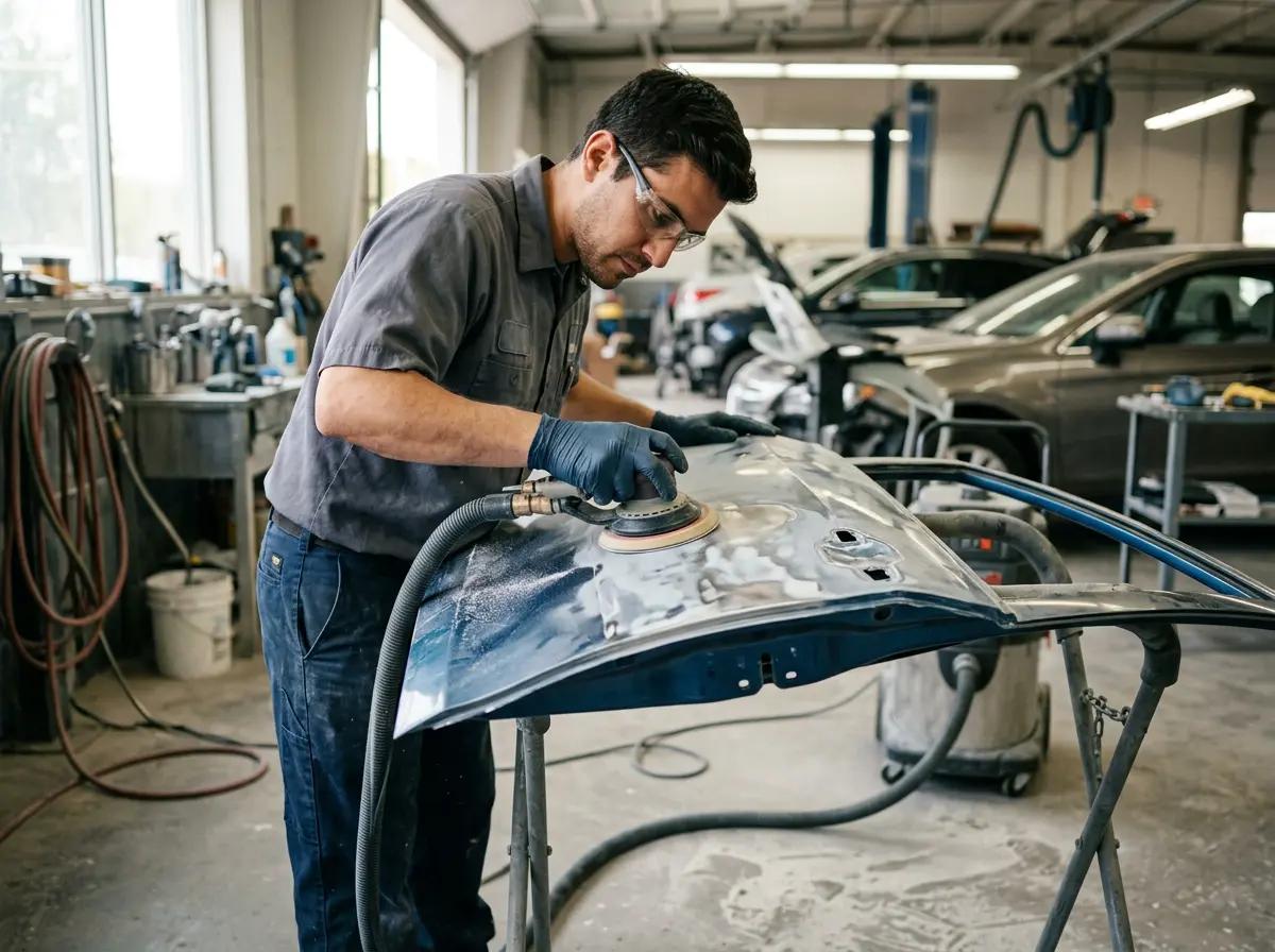 Crown technician working on a collision repair